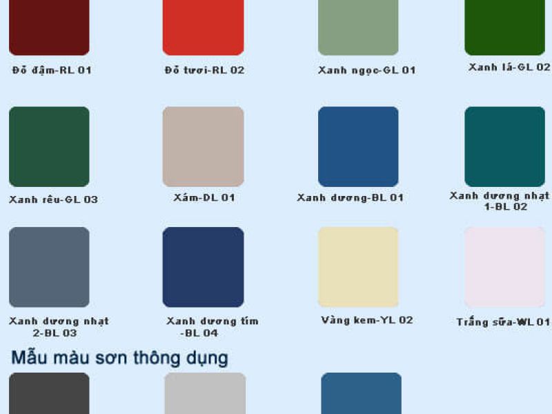 Standard panel colors